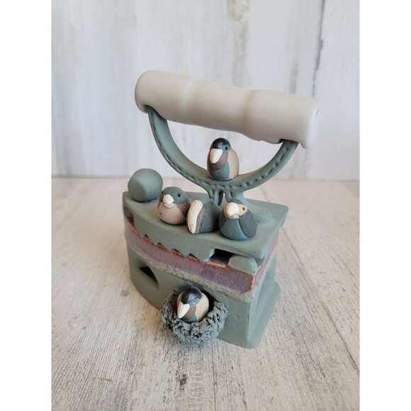 Rustic ceramic bird nest iron spring unique decor - Picture 4 of 10